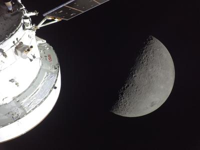 Orion with the Moon half-lit